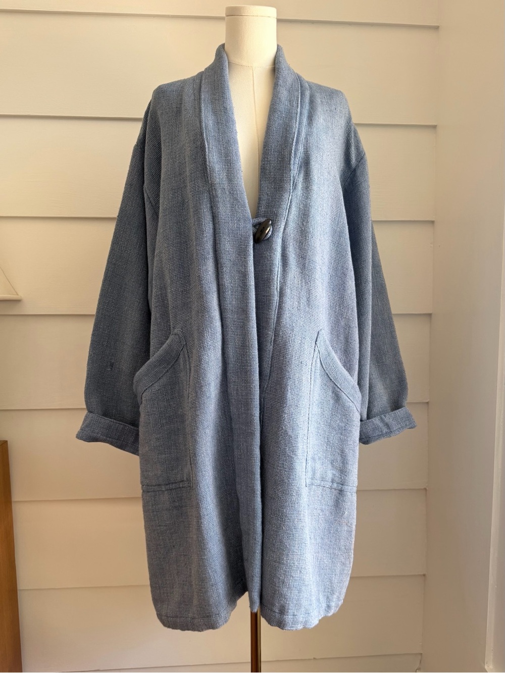 Vintage Cheppu Coat Made in Nepal Woven Cotton Coat Free Size - Picture 2 of 11
